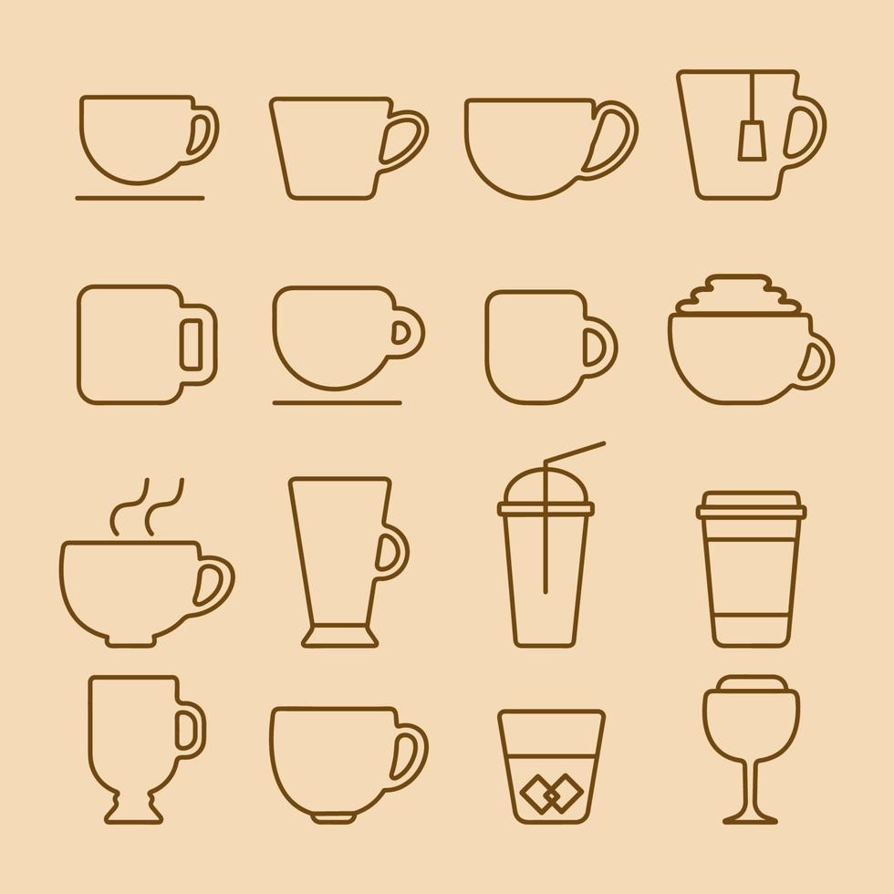 gemakkelijk reeks van koffie en thee verwant vector pictogrammen. reeks van schets koffie cups icoon.