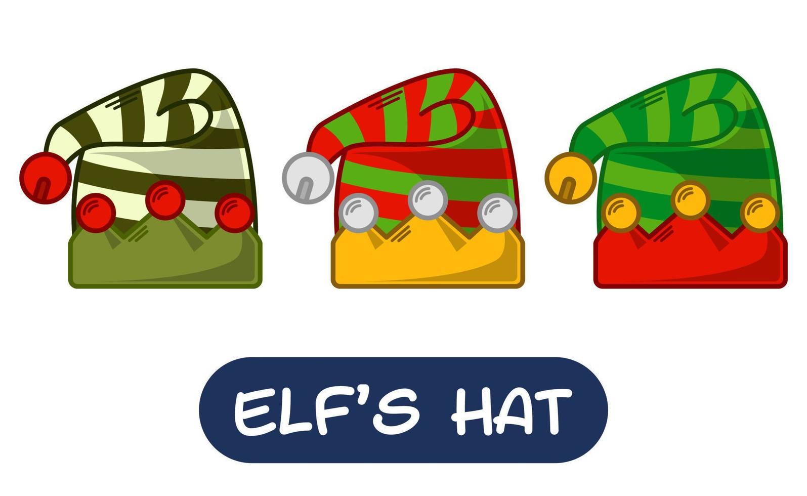 tekenfilm elf hoed illustratie. reeks van variatie kleuren. eps 10 vector