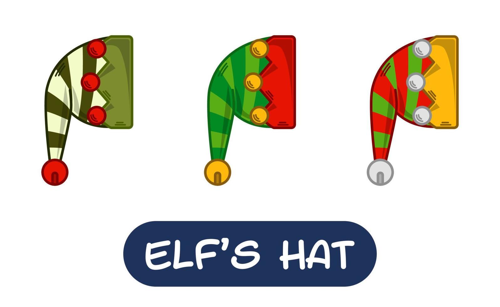 tekenfilm elf hoed illustratie. reeks van variatie kleuren. eps 10 vector