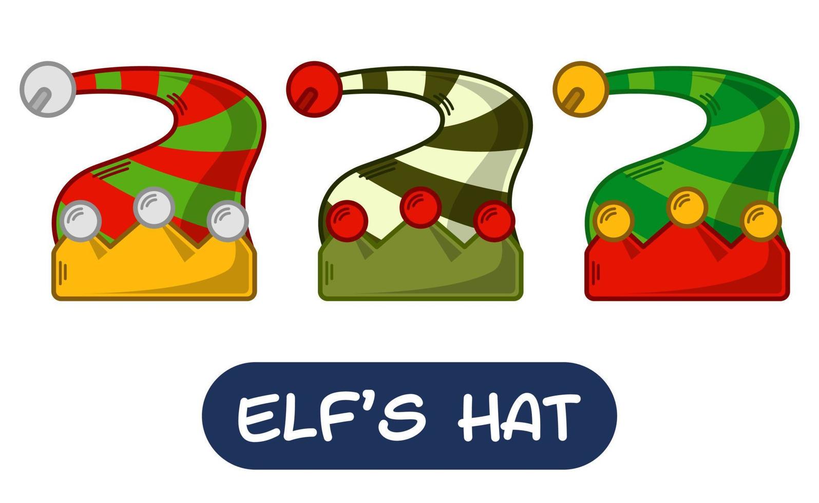 tekenfilm elf hoed illustratie. reeks van variatie kleuren. eps 10 vector