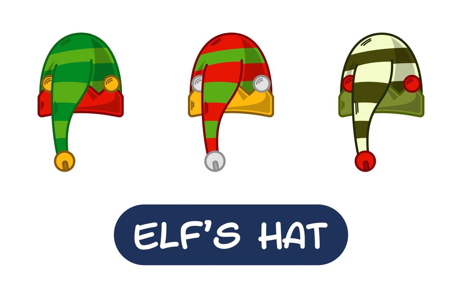 tekenfilm elf hoed illustratie. reeks van variatie kleuren. eps 10 vector