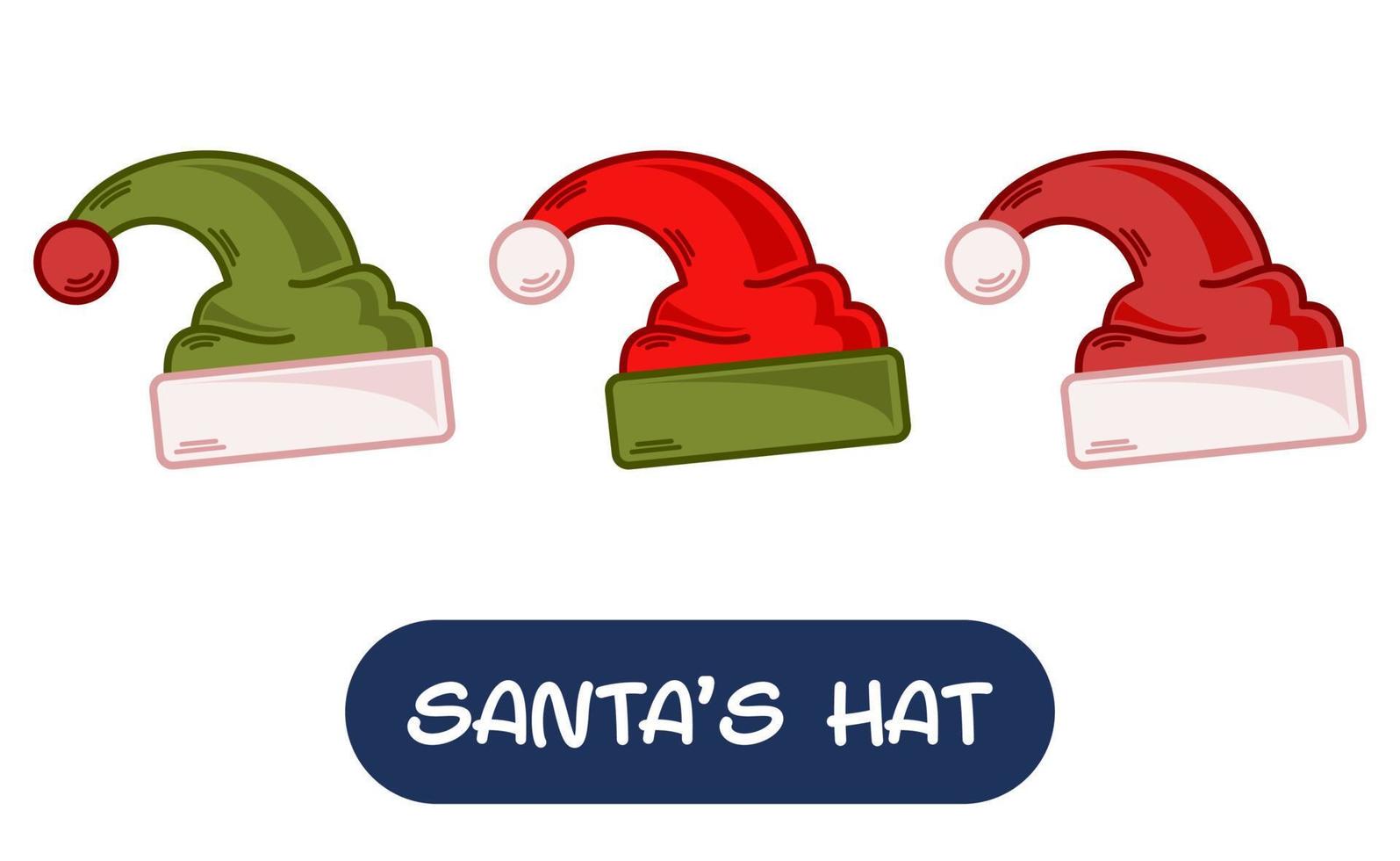 tekenfilm de kerstman hoed illustratie. reeks van variatie kleuren. eps 10 vector