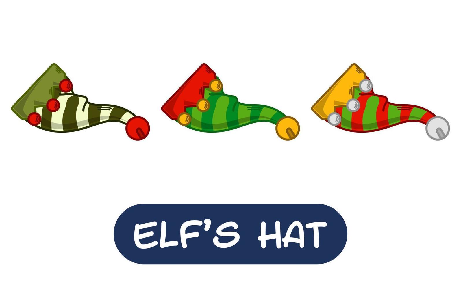 tekenfilm elf hoed illustratie. reeks van variatie kleuren. eps 10 vector