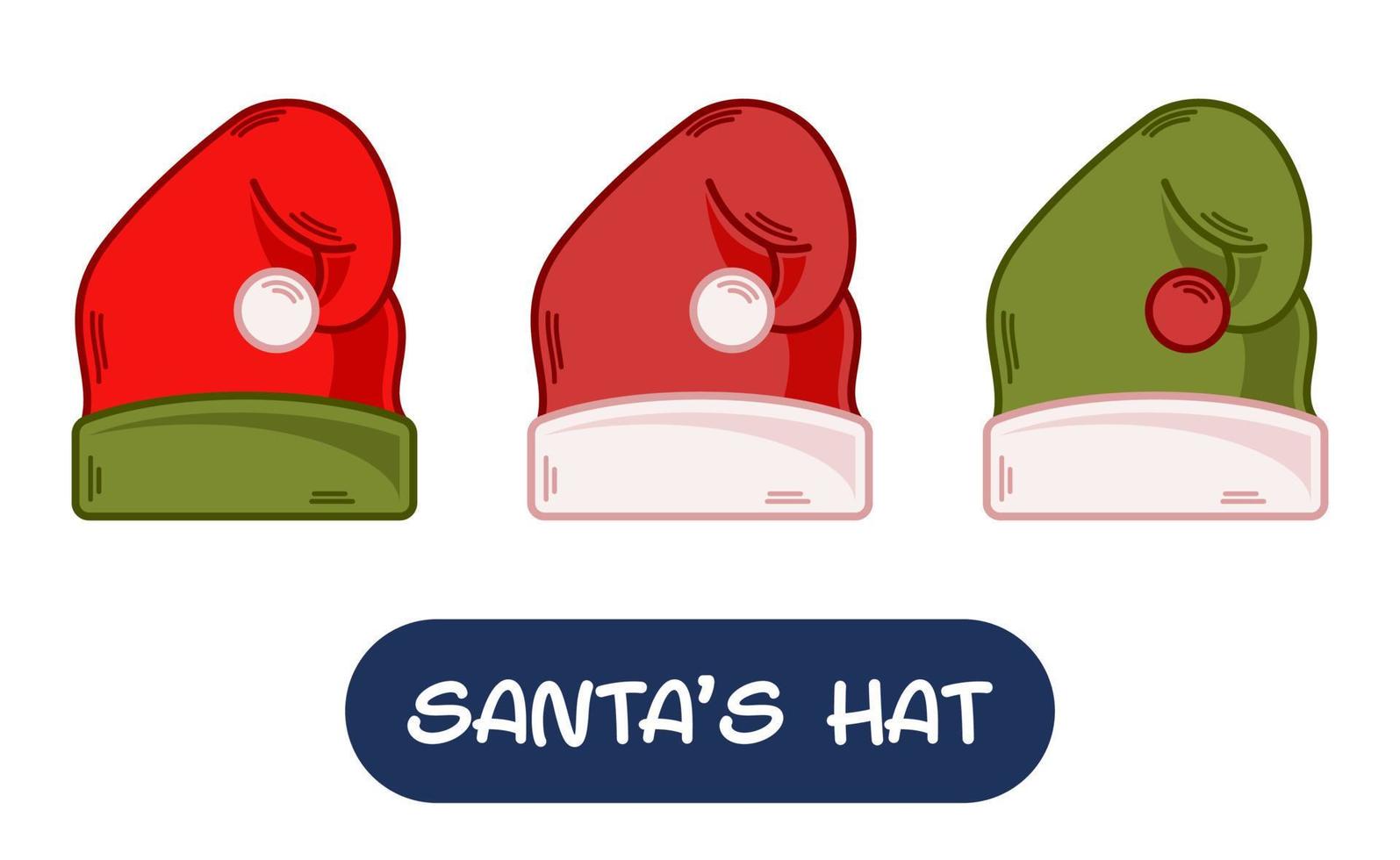 tekenfilm de kerstman hoed illustratie. reeks van variatie kleuren. eps 10 vector