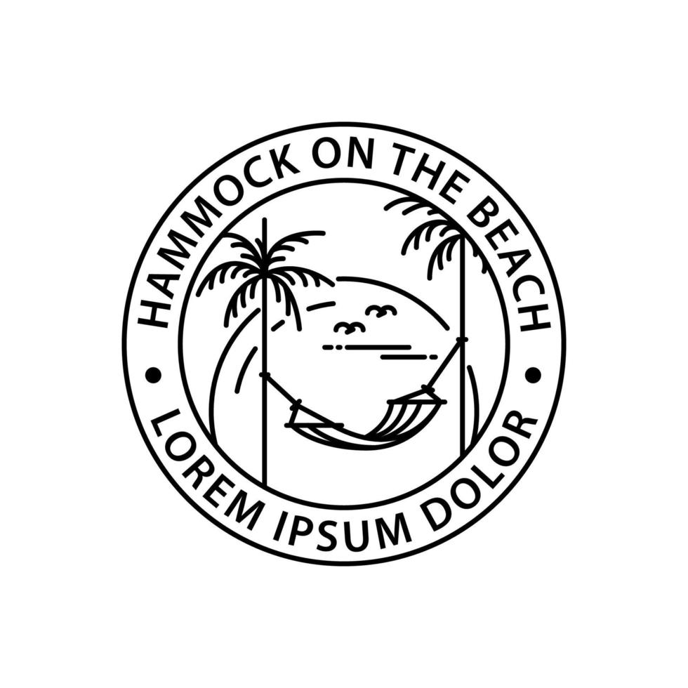 hangmat logo ronde symbool postzegel stijl schets vector ontwerp