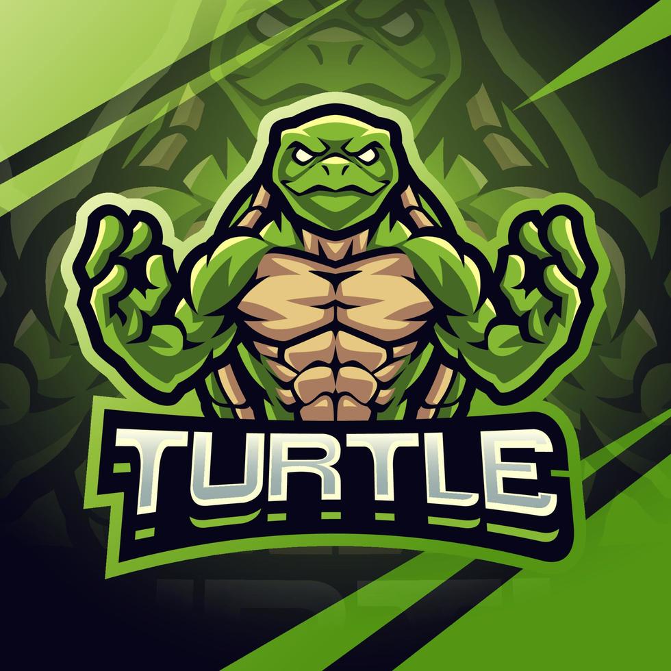 schildpad vechter esport mascotte logo ontwerp vector