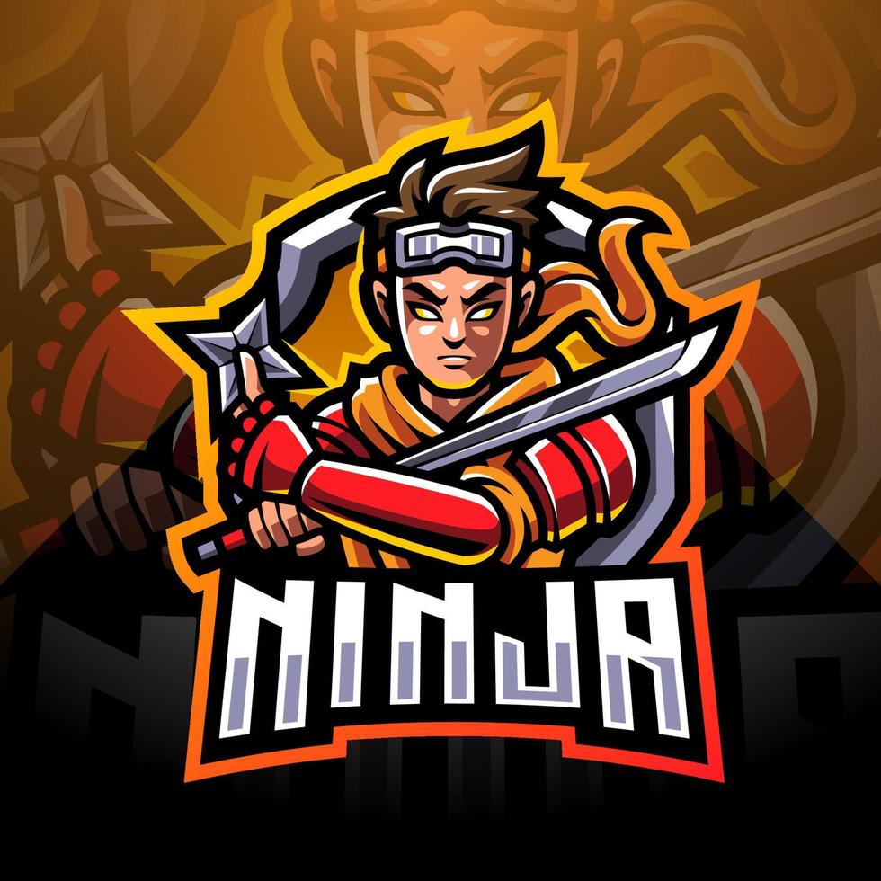 ninja esport mascotte logo ontwerp vector