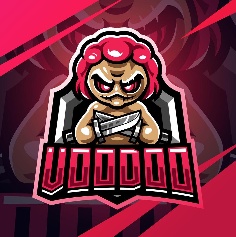 voodoo esport mascotte logo ontwerp vector