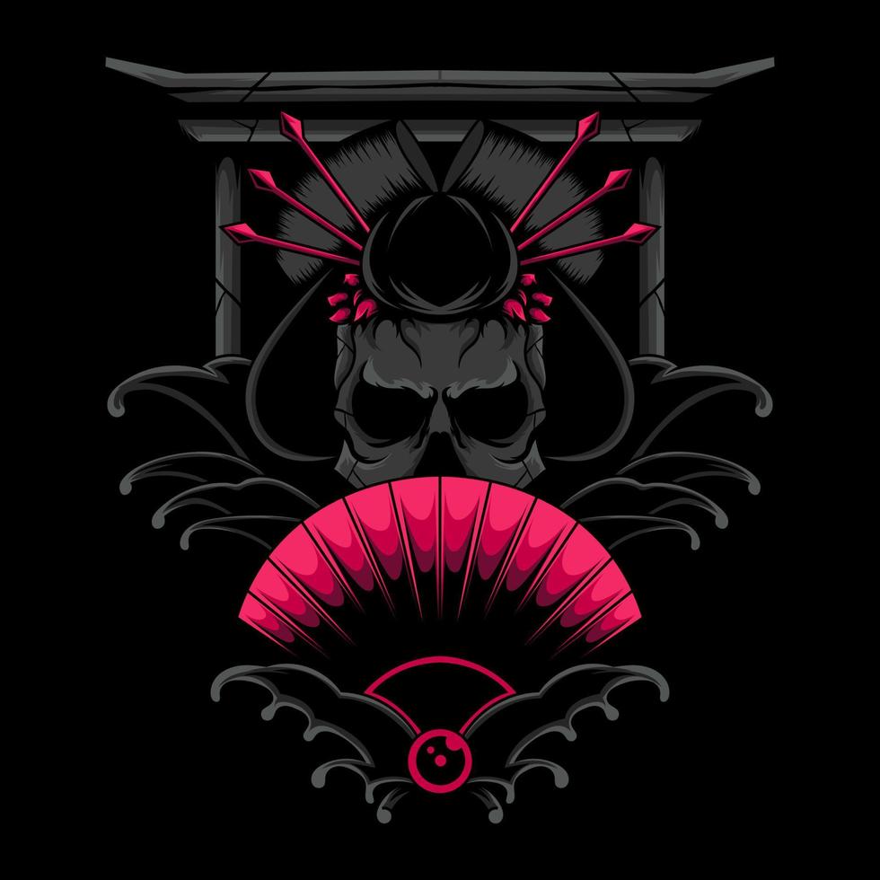 geisha meisje schedel Golf illustratie vector