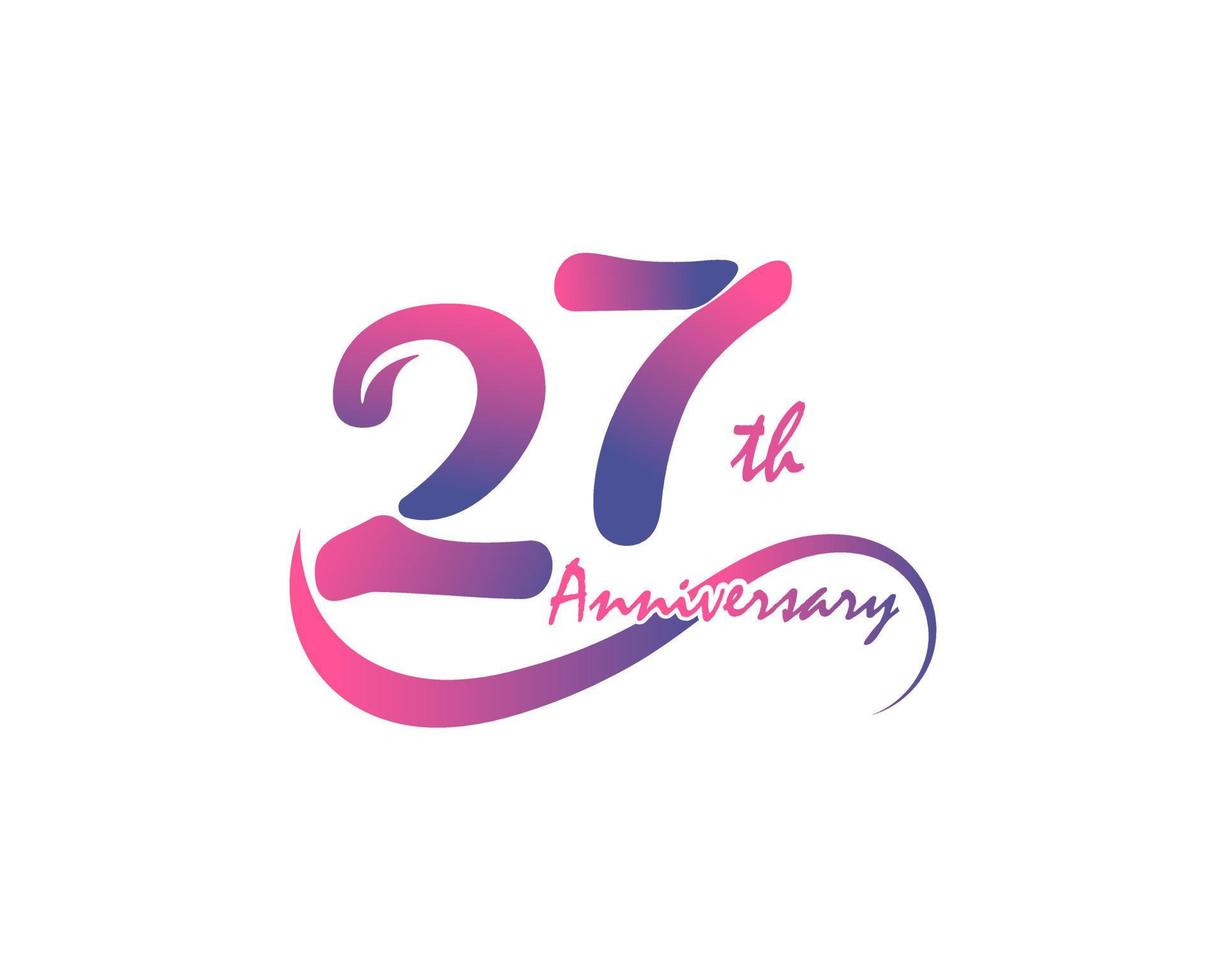 27 jaren verjaardag logo. 27e verjaardag sjabloon ontwerp voor creatief poster, folder, brochure, uitnodiging kaart vector