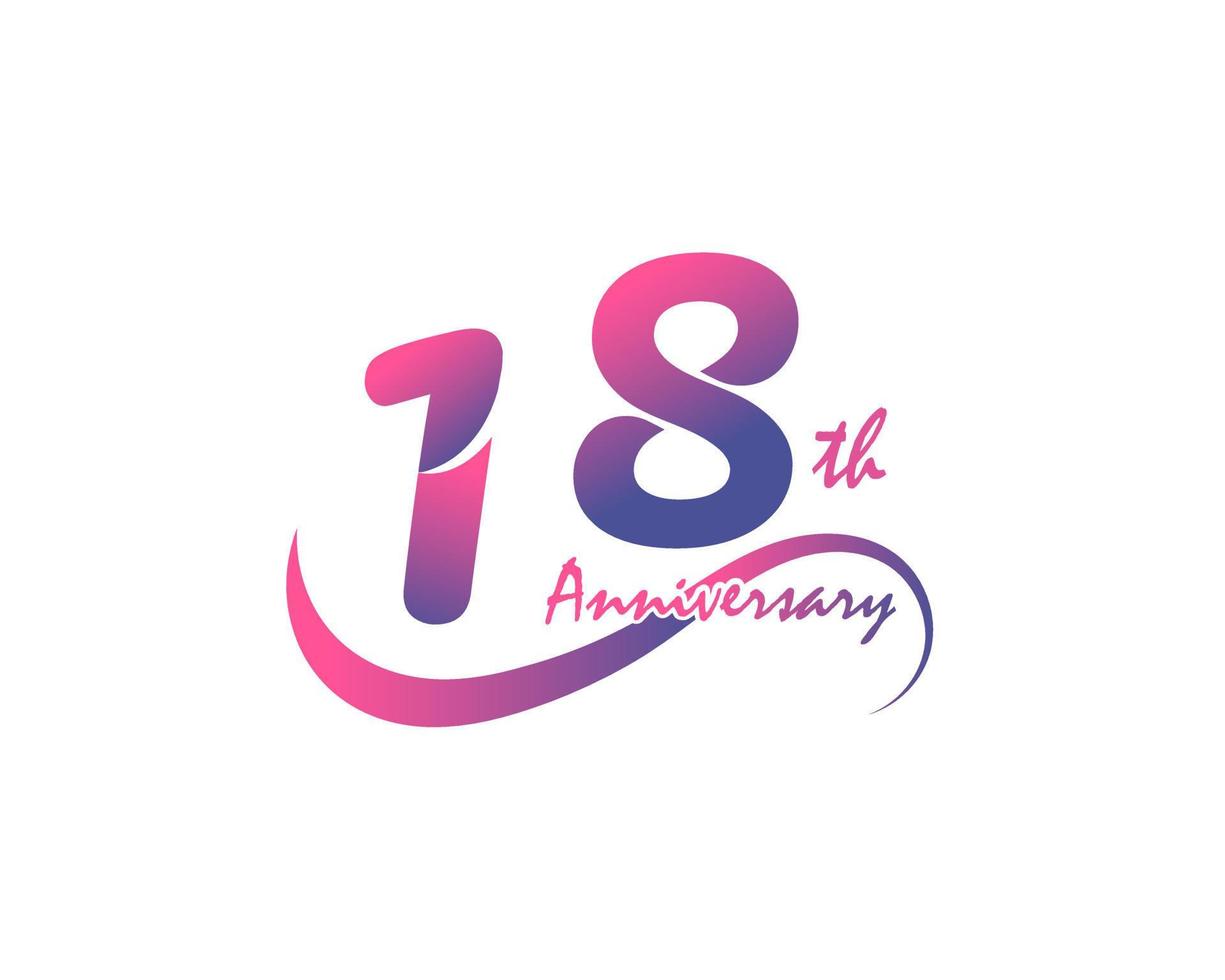 18 jaren verjaardag logo. 18e verjaardag sjabloon ontwerp voor creatief poster, folder, brochure, uitnodiging kaart vector