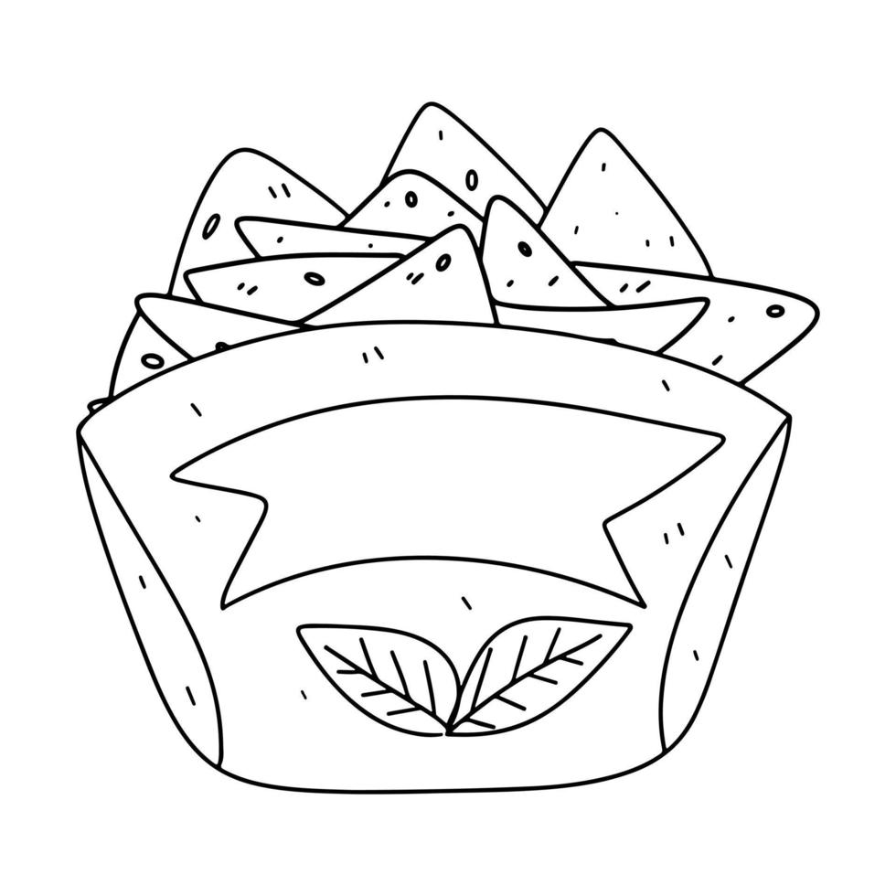 nacho's Mexicaans maïs chips met salsa. tekening tortilla chips. tekening voor restaurant menu, label, spandoek. vector