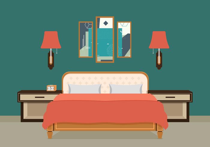 Bed Room Vector Illustratie