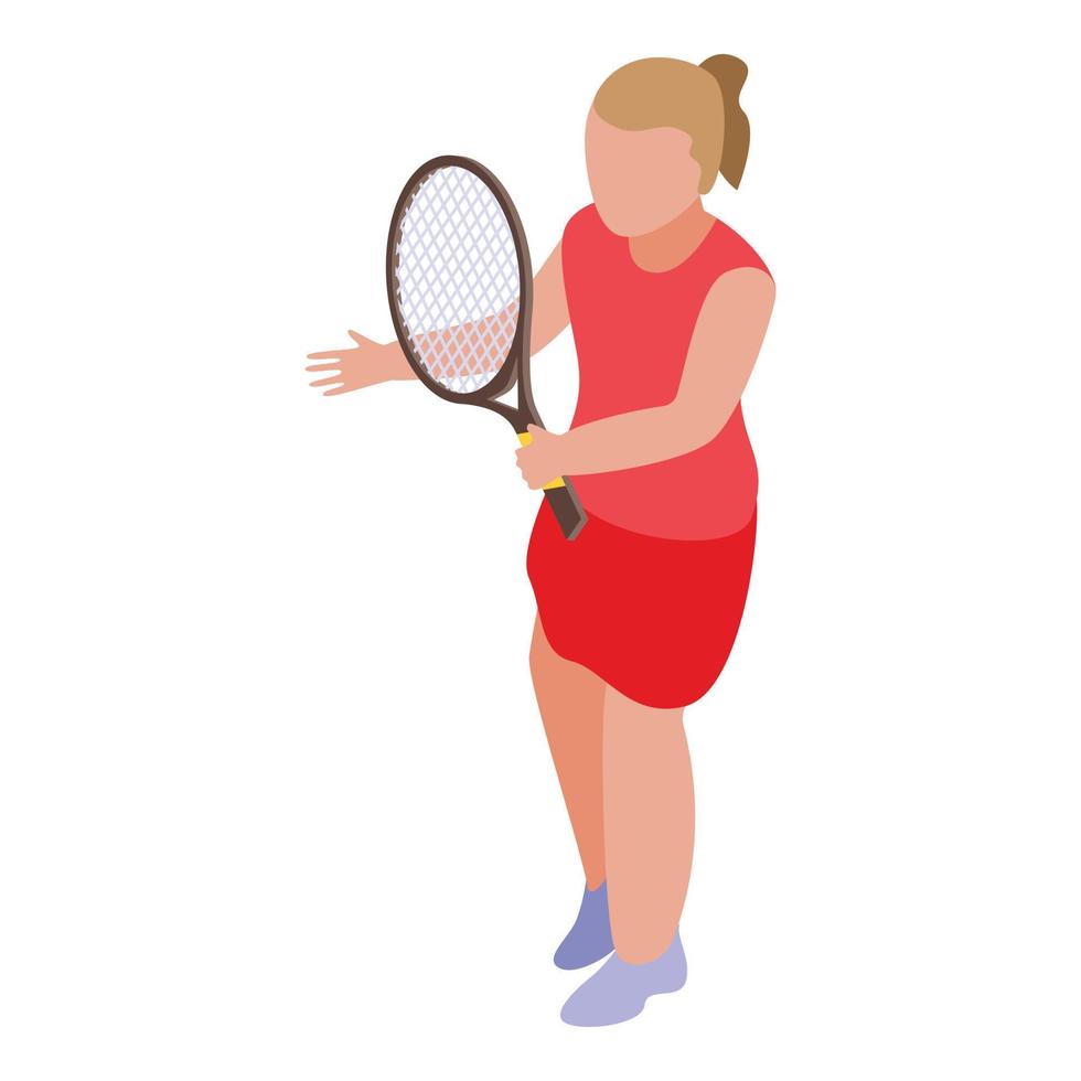 meisje tennis speler icoon, isometrische stijl vector