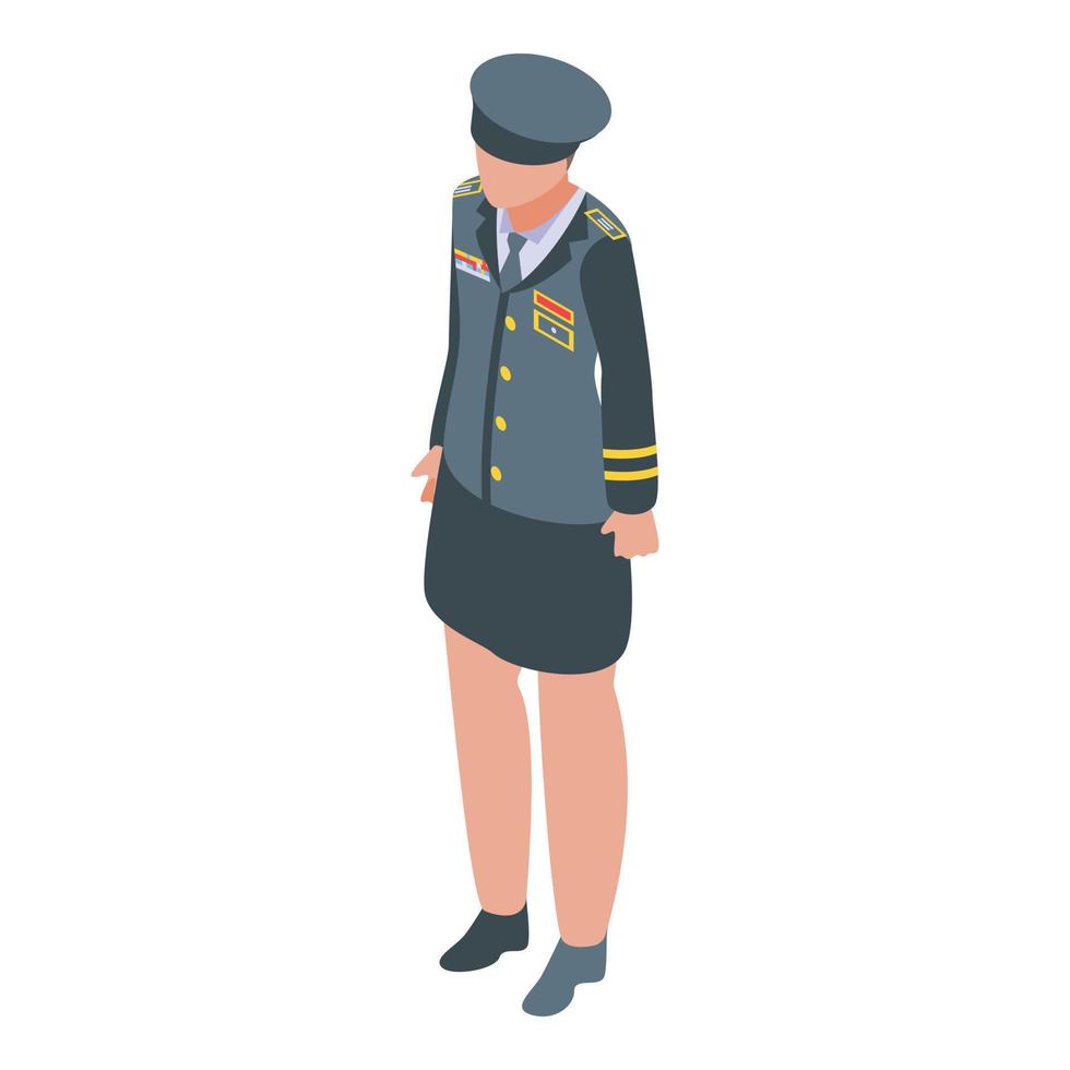 leger uniform meisje icoon, isometrische stijl vector
