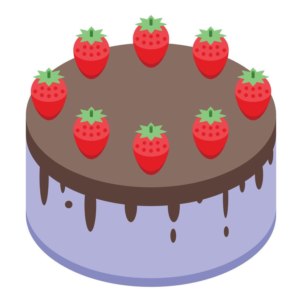 aardbei taart icoon, isometrische stijl vector
