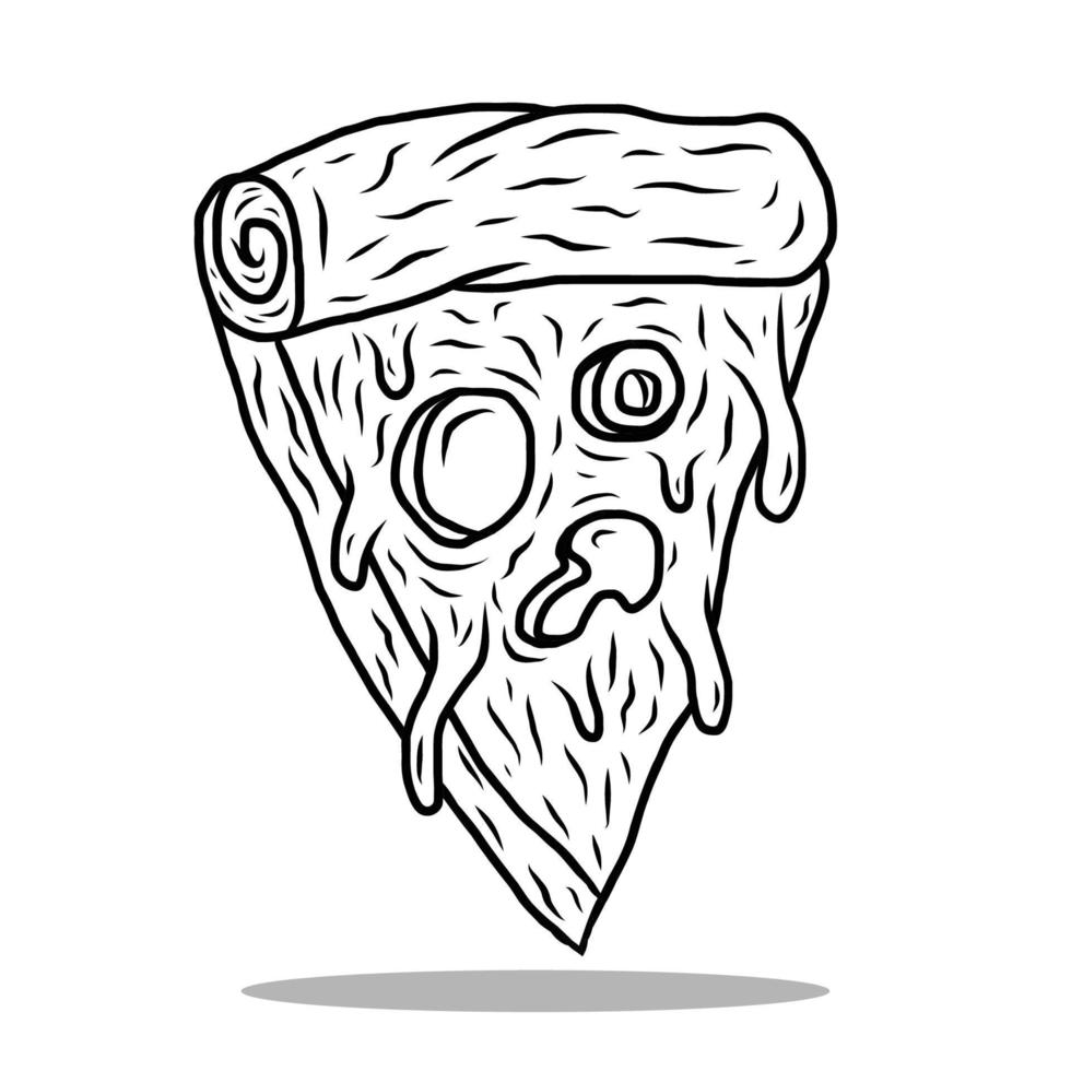 pizza zwart en wit grafisch vector t-shirt illustratie