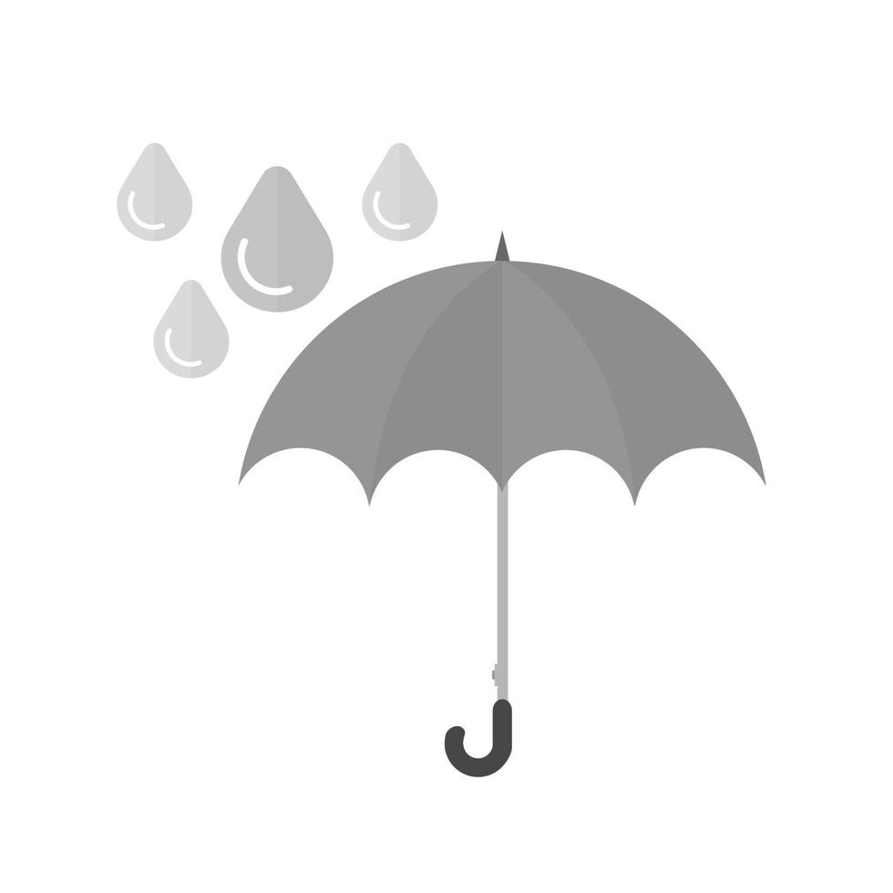 paraplu met regen vlak grijswaarden icoon vector