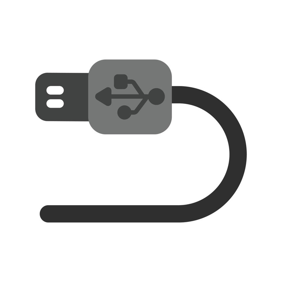 USB kabel vlak grijswaarden icoon vector