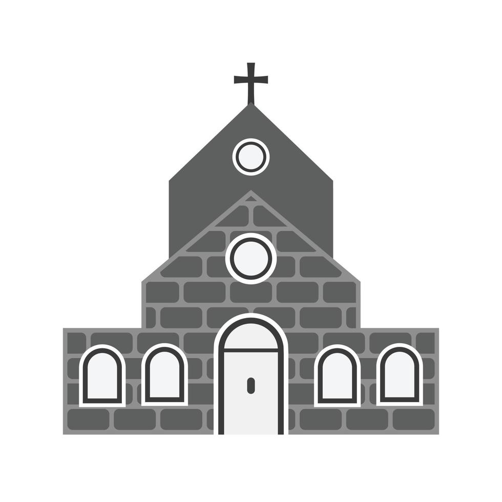 kerk gebouw ii vlak grijswaarden icoon vector