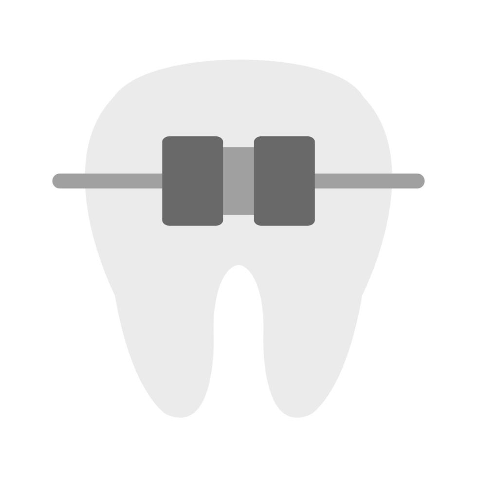 tand met een beugel vlak grijswaarden icoon vector