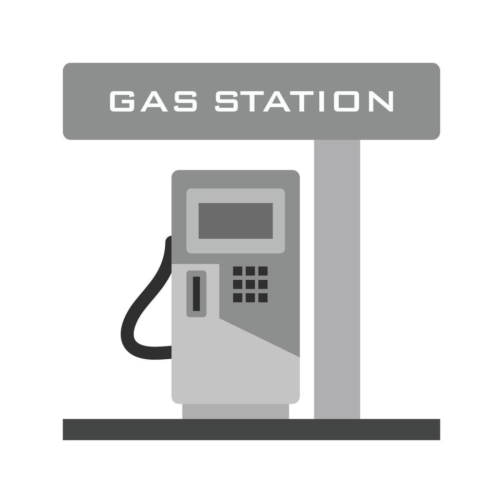 gas- station vlak grijswaarden icoon vector