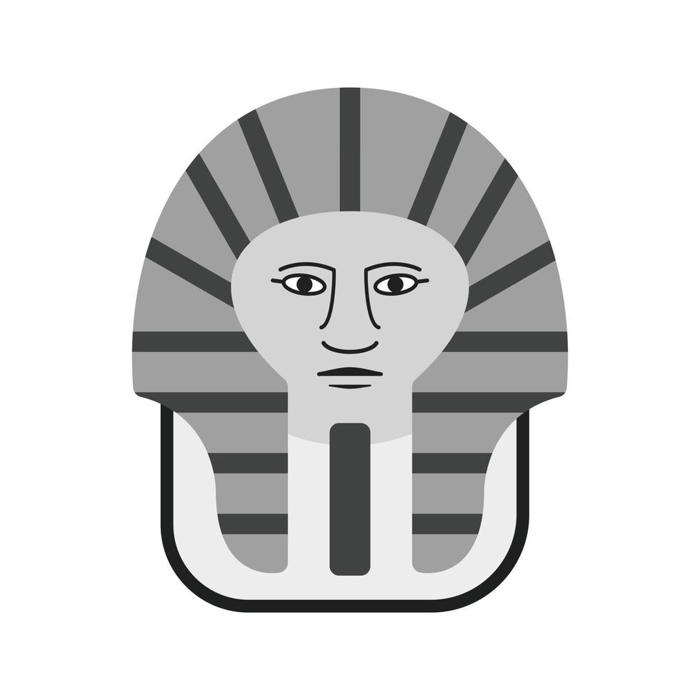 Egyptische gezicht vlak grijswaarden icoon vector