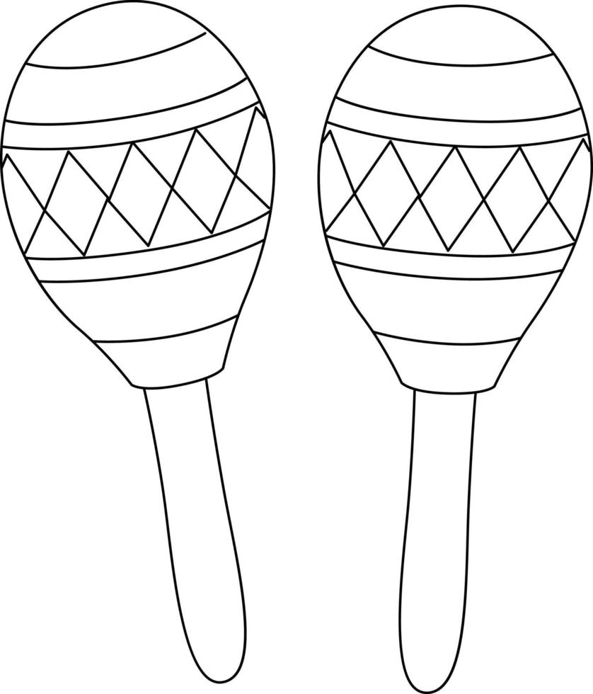 mardi gras maracas geïsoleerd kleur bladzijde vector