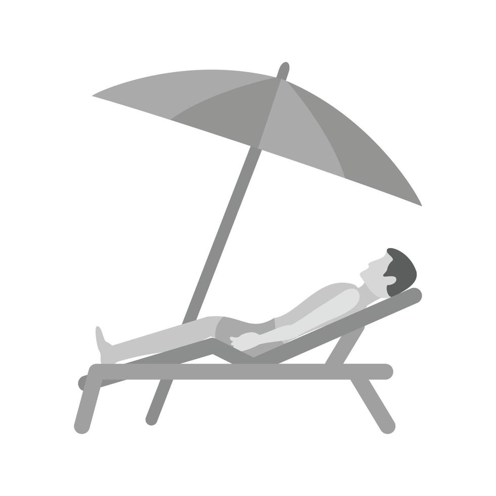 resting Aan strand vlak grijswaarden icoon vector