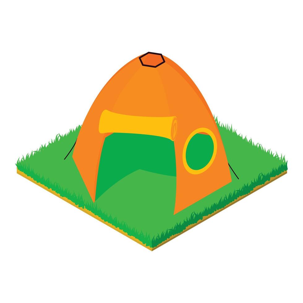 oranje tent icoon, isometrische stijl vector