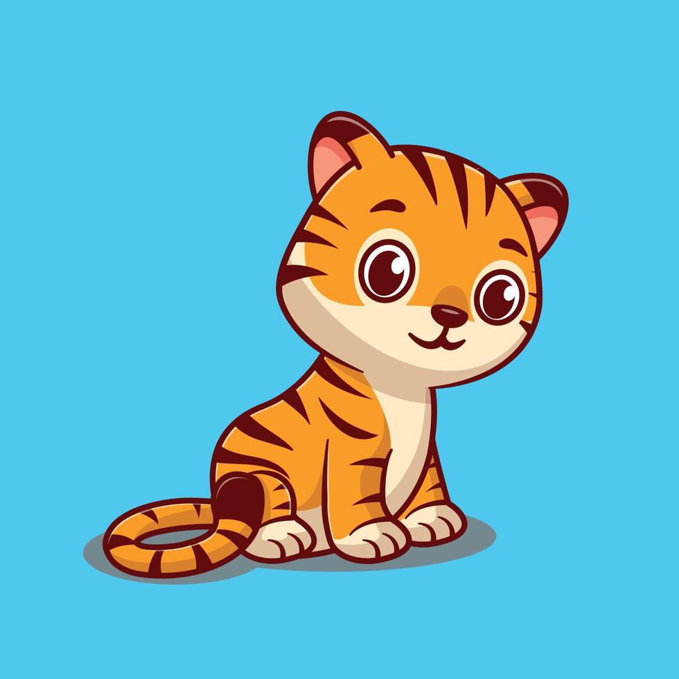 schattig tijger tekenfilm karakter vector icoon illustratie. grappig dier natuur icoon concept geïsoleerd.