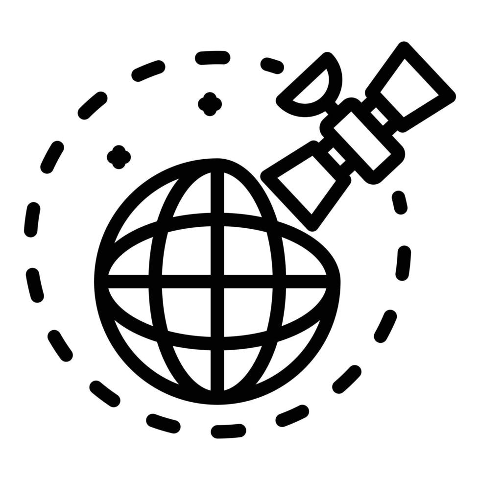 aarde en satelliet icoon, schets stijl vector