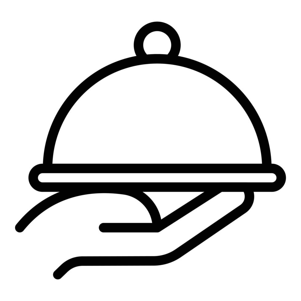 hand- en ronde dienblad met deksel icoon, schets stijl vector