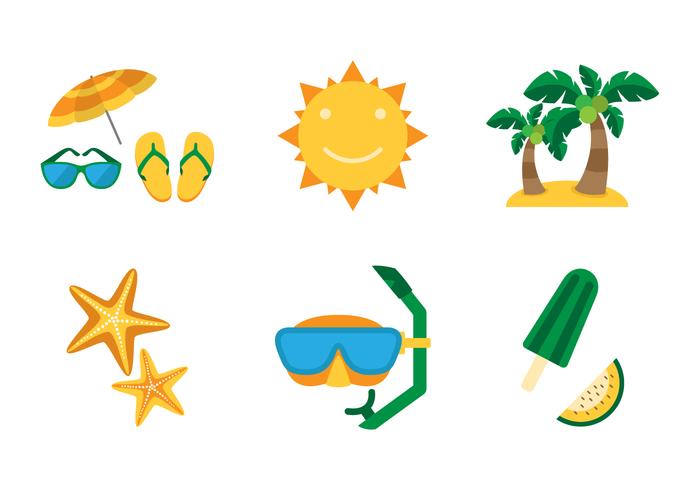 Flat playa icon set vector