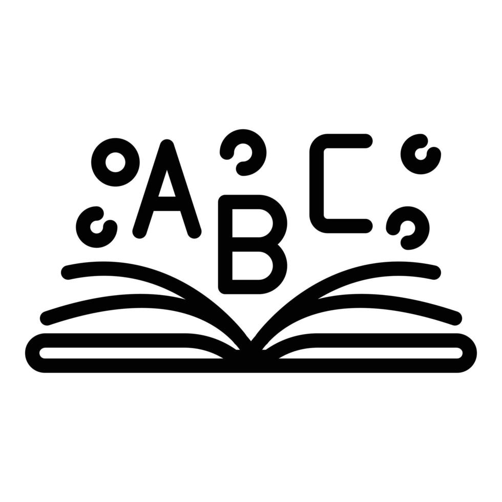 Open boek abc icoon, schets stijl vector