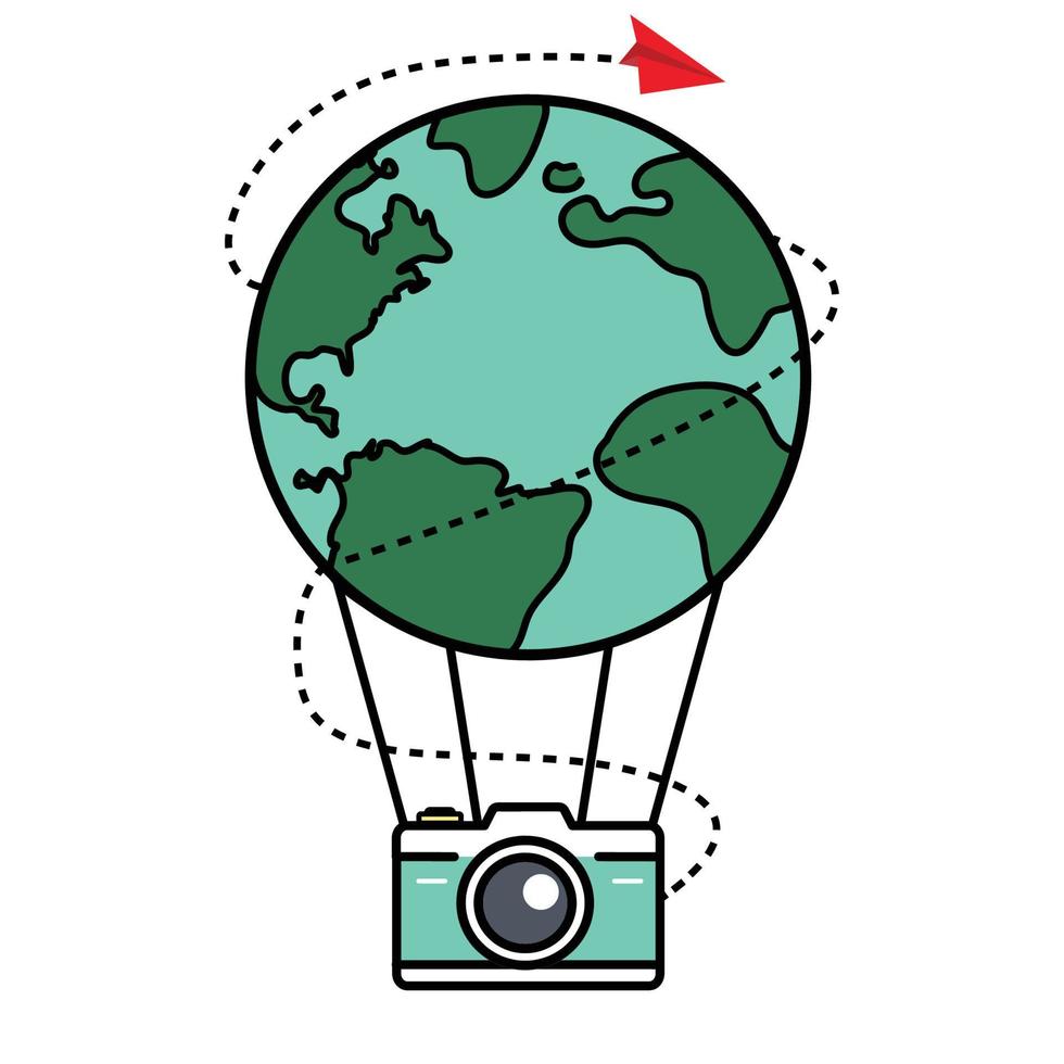 reizen de wereld ballon camera vector