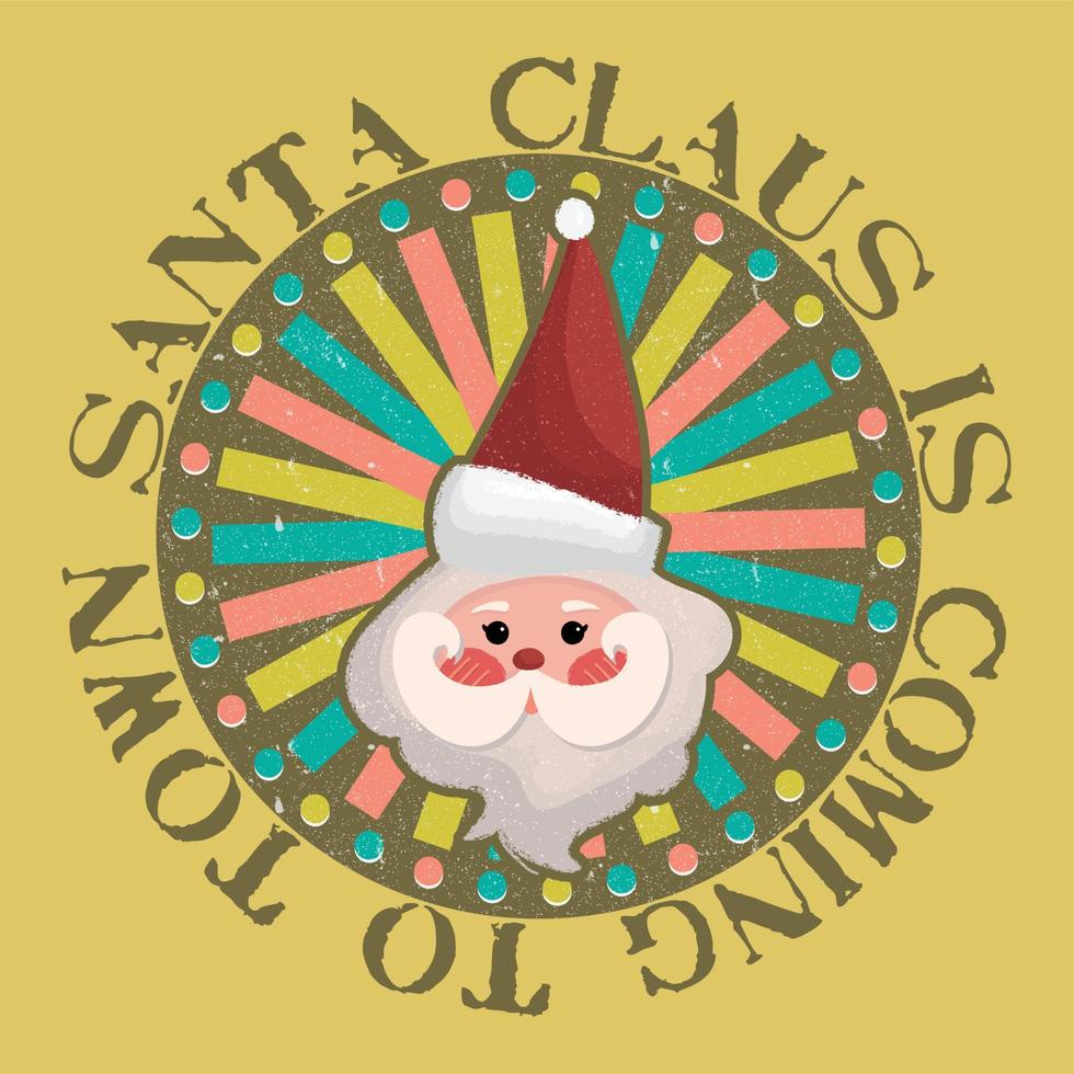 retro wijnoogst Kerstmis de kerstman typografie groet insigne vector samenstelling ontwerp 06