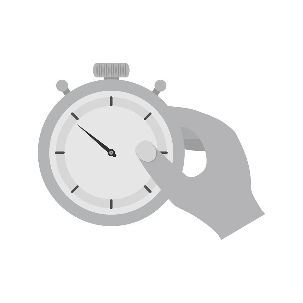 Holding stopwatch vlak grijswaarden icoon vector