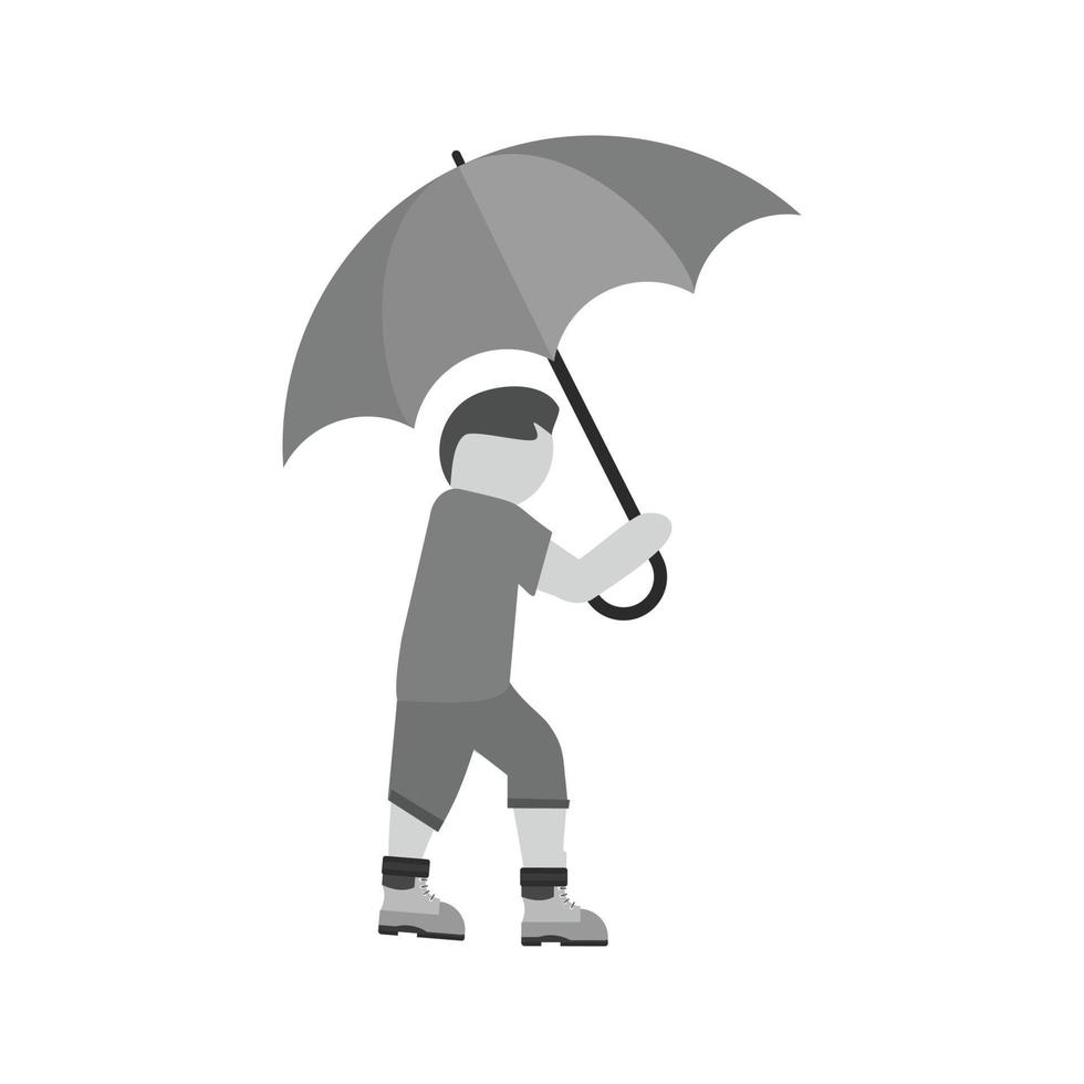 wandelen in regen vlak grijswaarden icoon vector
