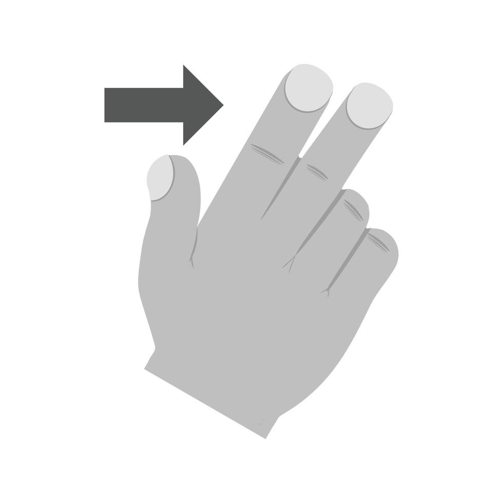 twee vingers Rechtsaf vlak grijswaarden icoon vector