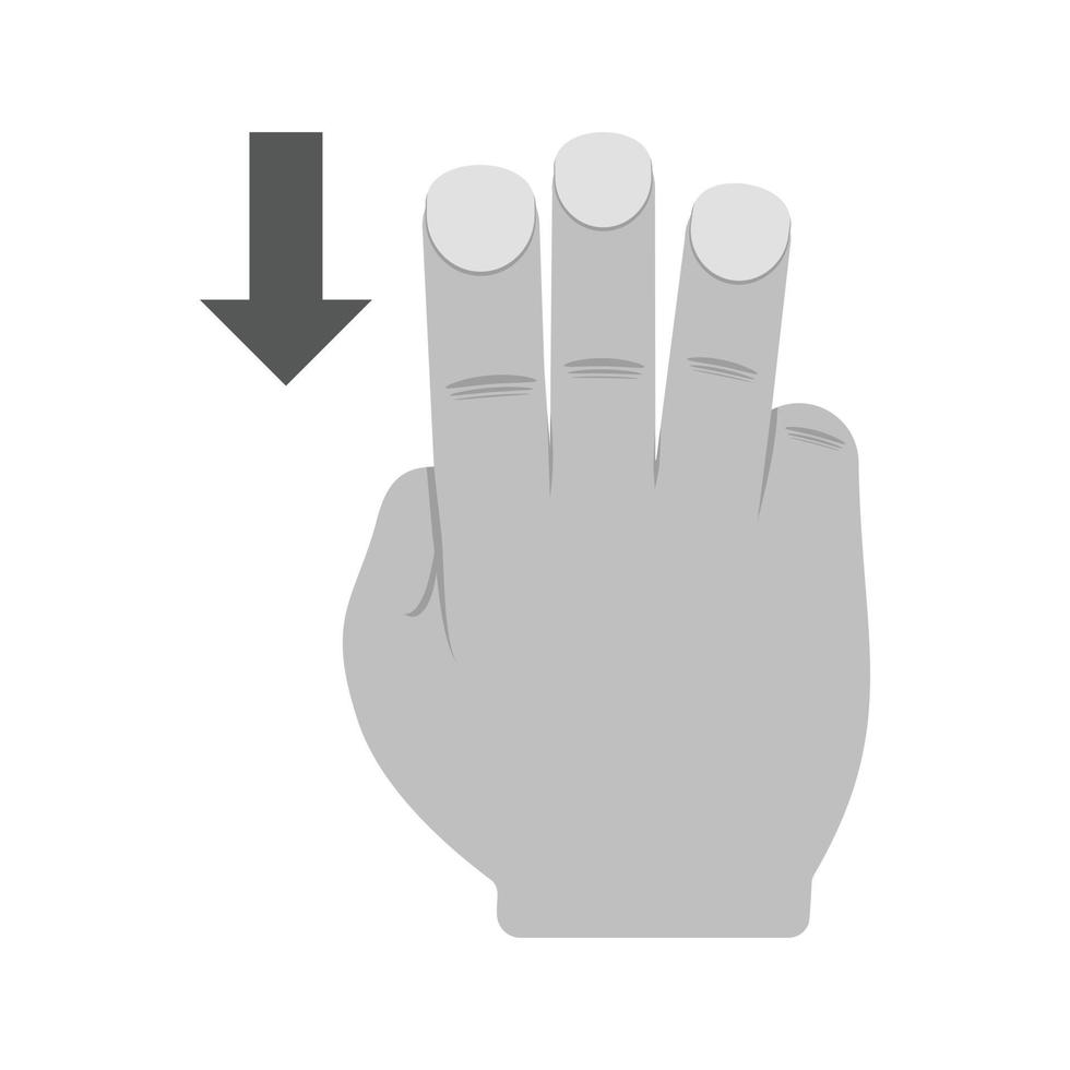 drie vingers omhoog vlak grijswaarden icoon vector
