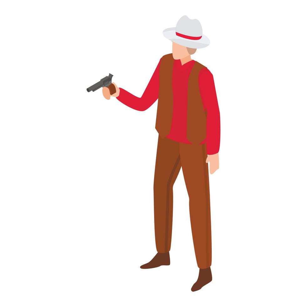 cowboy pistool icoon, isometrische stijl vector