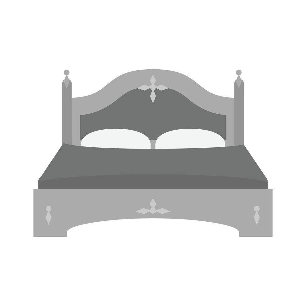 dubbele bed ii vlak grijswaarden icoon vector