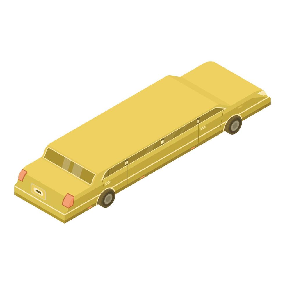 geel limousine icoon, isometrische stijl vector