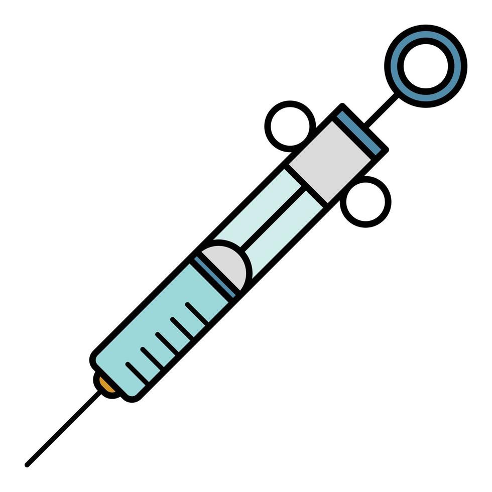 insuline injectiespuit icoon kleur schets vector