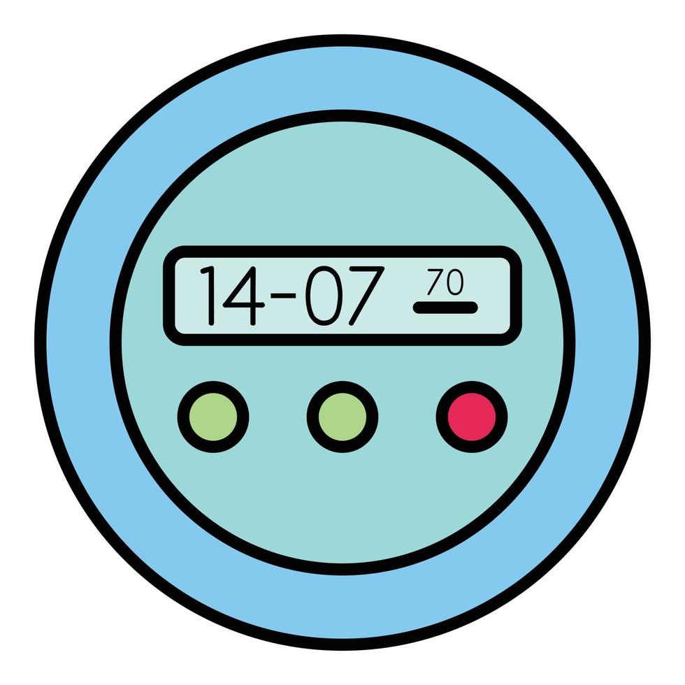 ronde digitaal klok icoon kleur schets vector