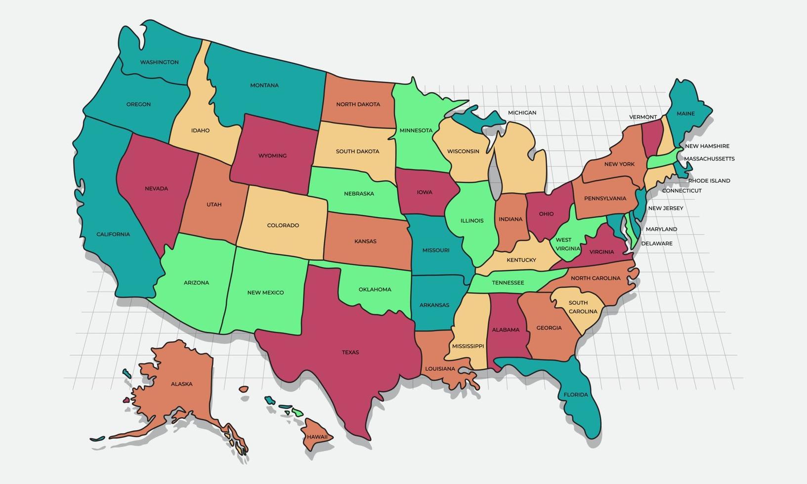 Verenigde staten regionaal wereld kaart. vector illustratie eps 10