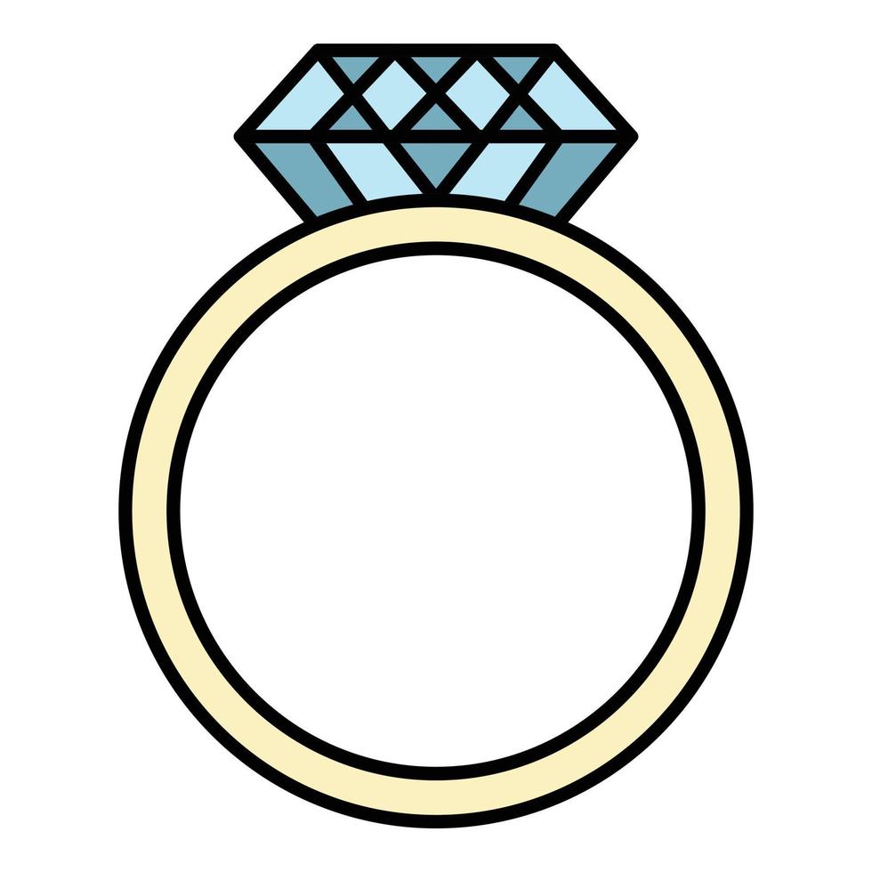 ring met een reusachtig diamant icoon kleur schets vector