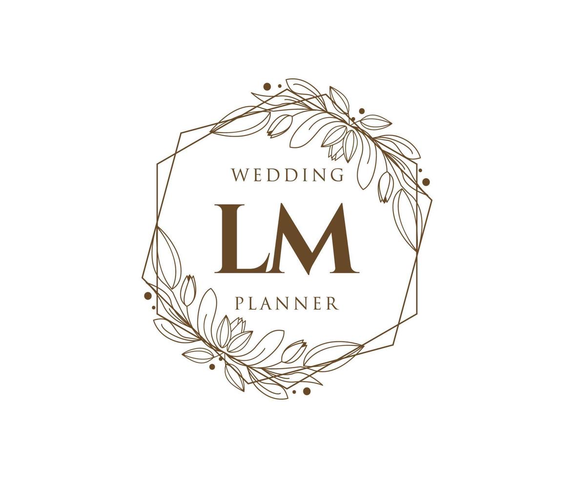 lm initialen brief bruiloft monogram logos verzameling, hand- getrokken modern minimalistisch en bloemen Sjablonen voor uitnodiging kaarten, opslaan de datum, elegant identiteit voor restaurant, boetiek, cafe in vector