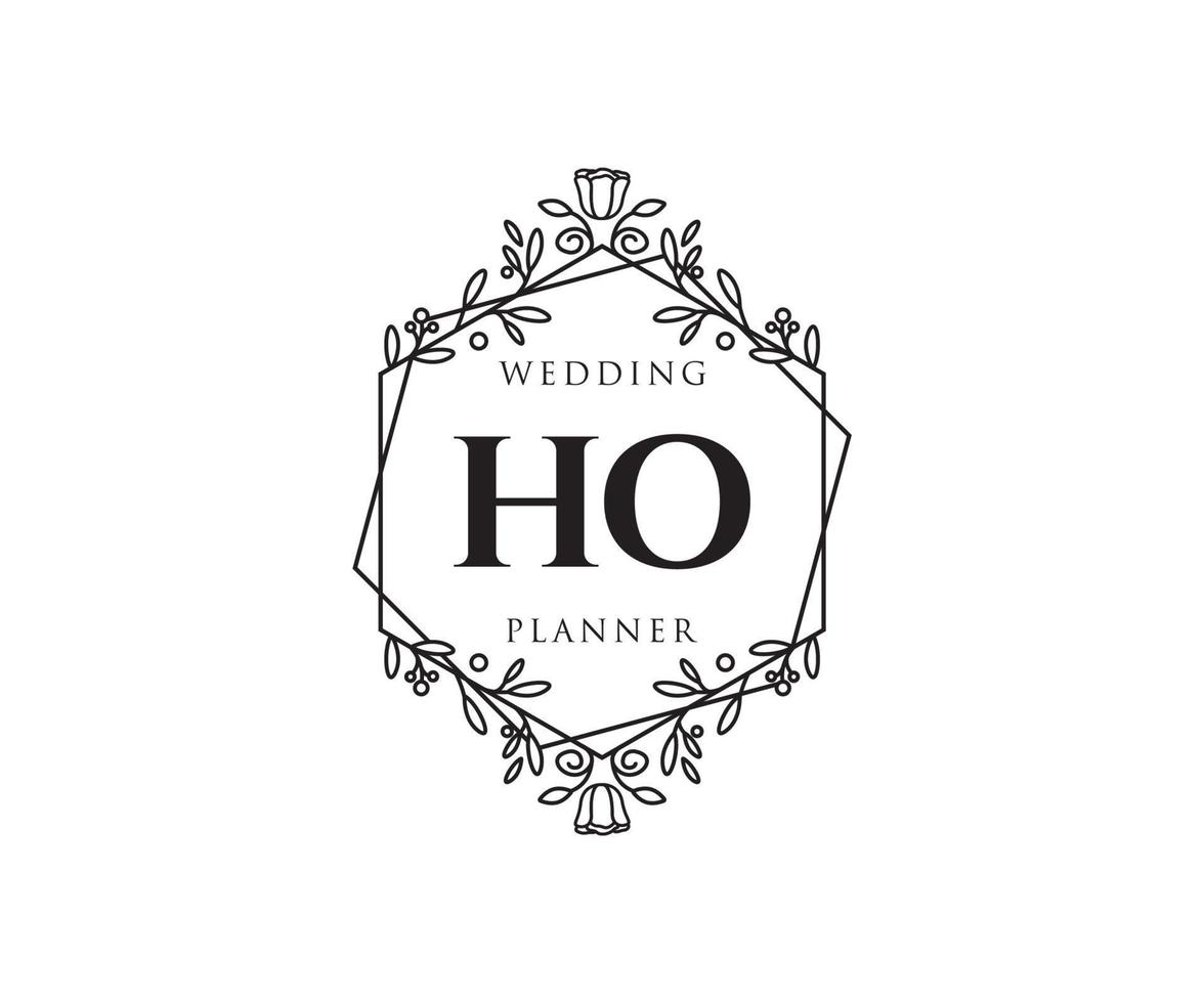 ho initialen brief bruiloft monogram logos verzameling, hand- getrokken modern minimalistisch en bloemen Sjablonen voor uitnodiging kaarten, opslaan de datum, elegant identiteit voor restaurant, boetiek, cafe in vector